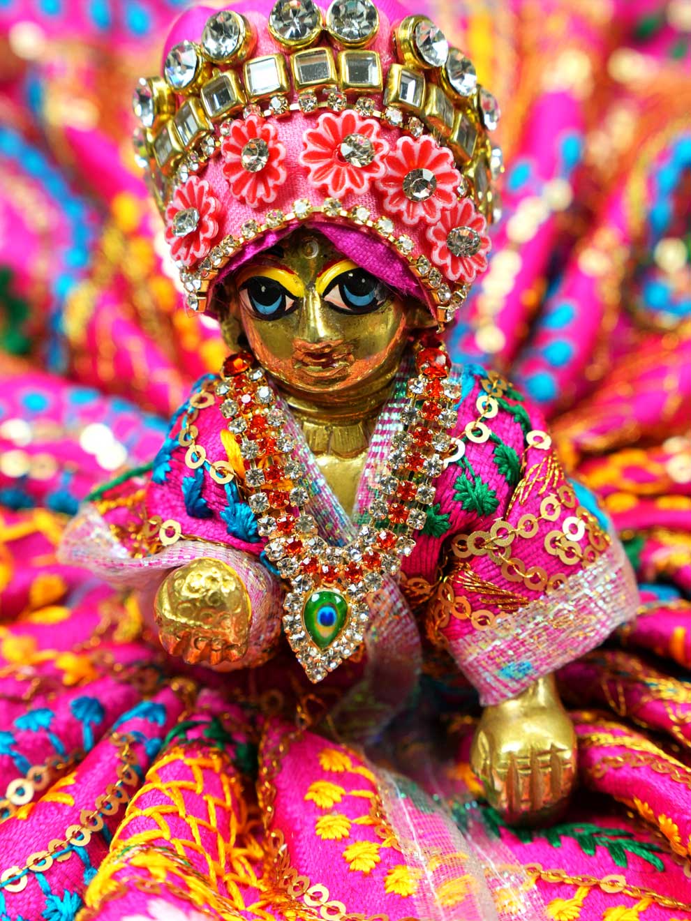 orange mor mala necklace shirngar diwali Janmashtami dress ladoo dresses laddu gopal dress thakurji kanha ji bal om poshak mathura online best mandir wholesaler manufacturer