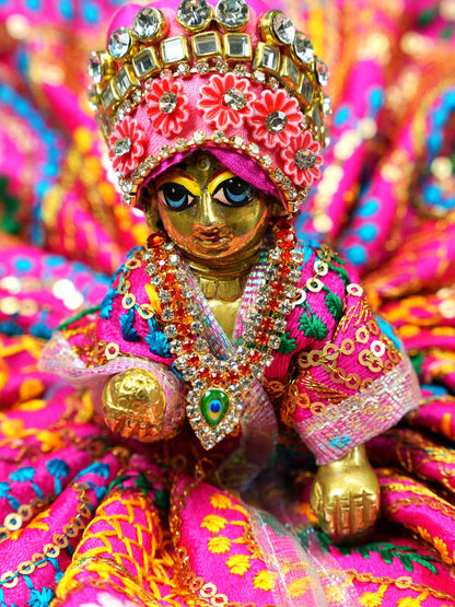 orange mor mala necklace shirngar diwali Janmashtami dress ladoo dresses laddu gopal dress thakurji kanha ji bal om poshak mathura online best mandir wholesaler manufacturer