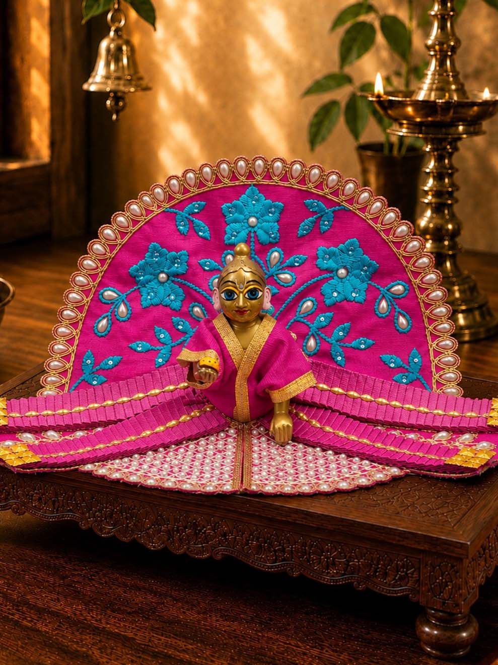 patrika fancy pu Laddu Gopal Dresses Online in India Winter Dress for Poshak Thakurji Kanha Ji Accessories Dhoti Kurta Set Pajama Aasan Janmashtami Special Summer Shringar Fancy Jacket Premium Festival Bistar Combo om poshak kanha thakurji bal lala lalla ladoo