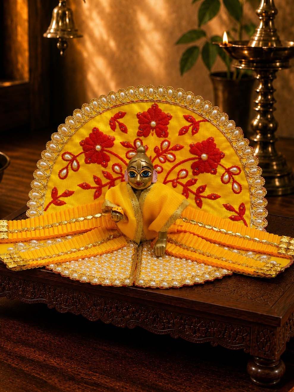 patrika fancy ye Laddu Gopal Dresses Online in India Winter Dress for Poshak Thakurji Kanha Ji Accessories Dhoti Kurta Set Pajama Aasan Janmashtami Special Summer Shringar Fancy Jacket Premium Festival Bistar Combo om poshak kanha thakurji bal lala lalla ladoo