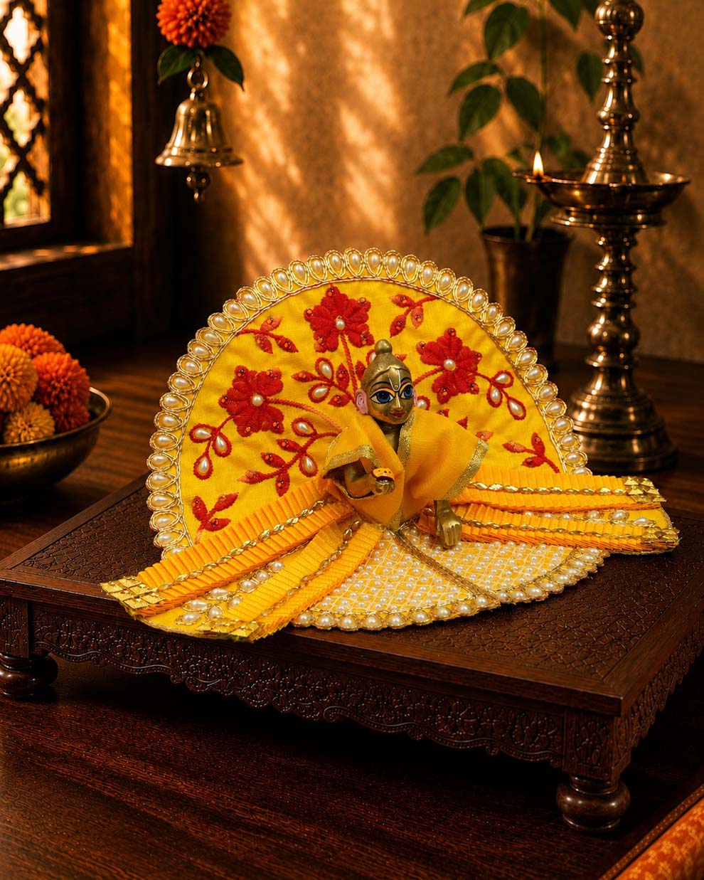 patrika fancy ye Laddu Gopal Dresses Online in India Winter Dress for Poshak Thakurji Kanha Ji Accessories Dhoti Kurta Set Pajama Aasan Janmashtami Special Summer Shringar Fancy Jacket Premium Festival Bistar Combo om poshak kanha thakurji bal lala lalla ladoo