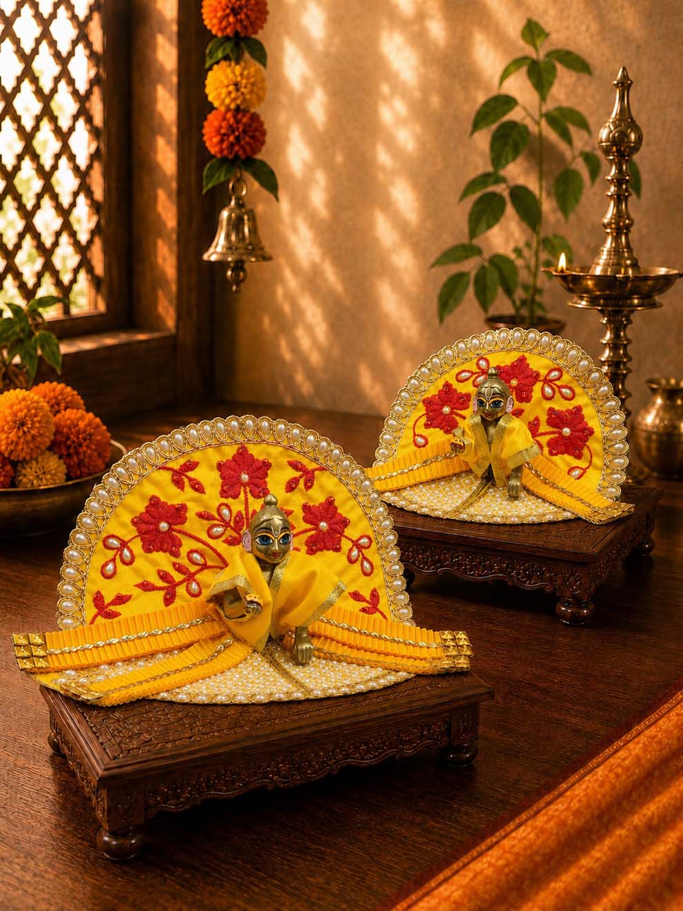patrika fancy ye Laddu Gopal Dresses Online in India Winter Dress for Poshak Thakurji Kanha Ji Accessories Dhoti Kurta Set Pajama Aasan Janmashtami Special Summer Shringar Fancy Jacket Premium Festival Bistar Combo om poshak kanha thakurji bal lala lalla ladoo