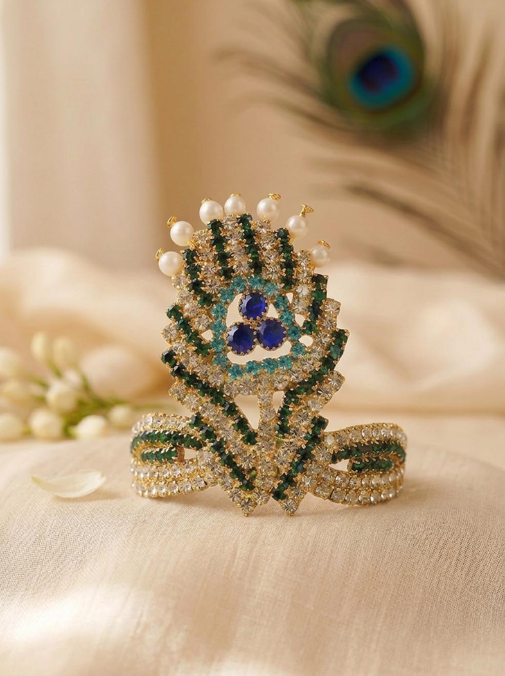 peacock Mukut Laddu Gopal Dresses Online in India Winter Dress for Poshak Thakurji Kanha Ji Accessories Dhoti Kurta Set Pajama Aasan Janmashtami Special Summer Shringar Fancy Jacket Premium Festival Bistar Combo om poshak kanha thakurji bal lala lalla ladoo