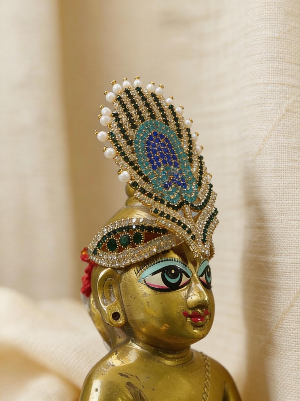peacock Mukut Laddu Gopal Dresses Online in India Winter Dress for Poshak Thakurji Kanha Ji Accessories Dhoti Kurta Set Pajama Aasan Janmashtami Special Summer Shringar Fancy Jacket Premium Festival Bistar Combo om poshak kanha thakurji bal lala lalla ladoo