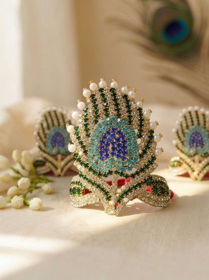peacock Mukut Laddu Gopal Dresses Online in India Winter Dress for Poshak Thakurji Kanha Ji Accessories Dhoti Kurta Set Pajama Aasan Janmashtami Special Summer Shringar Fancy Jacket Premium Festival Bistar Combo om poshak kanha thakurji bal lala lalla ladoo