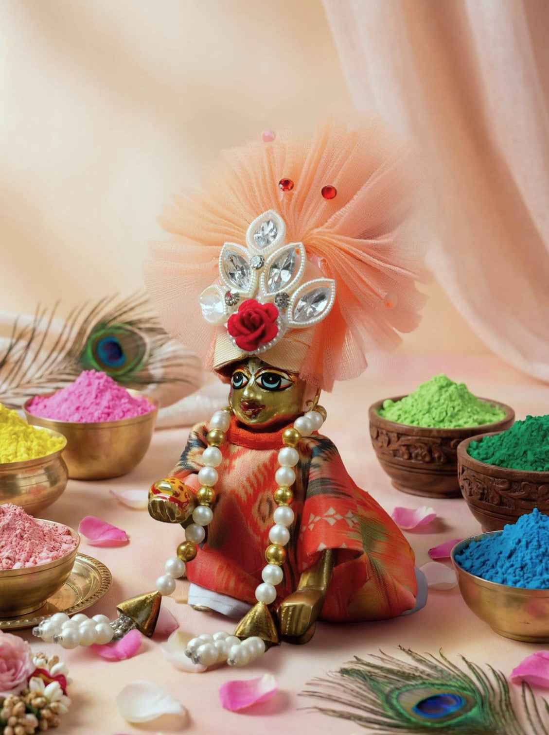 phoolon ki holi dhoti kurta Diwali Janmashtami dress ladoo dresses laddu gopal dress thakurji kanha ji bal om poshak mathura online best mandir wholesaler manufacturer