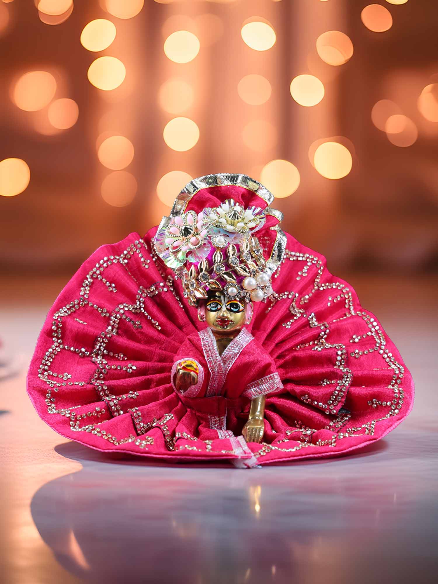 pink saare dresses laddu gopal thakurji kanha ji bal om poshak mathura online best Janmashtami
dress