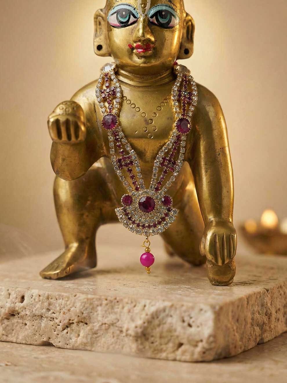 purple ratna mala shringar Diwali Janmashtami dress ladoo dresses laddu gopal dress thakurji kanha ji bal om poshak mathura online best mandir wholesaler manufacturer