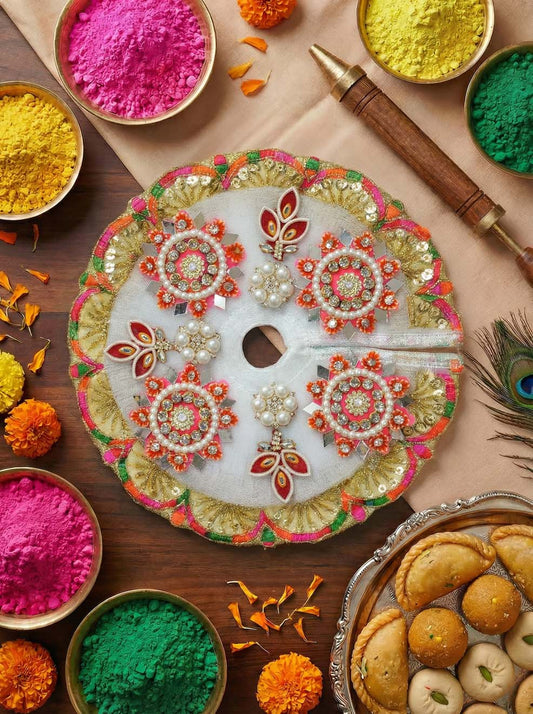 pusp chakra holi heavy Diwali Janmashtami dress ladoo dresses laddu gopal dress thakurji kanha ji bal om poshak mathura online best mandir wholesaler manufacturer