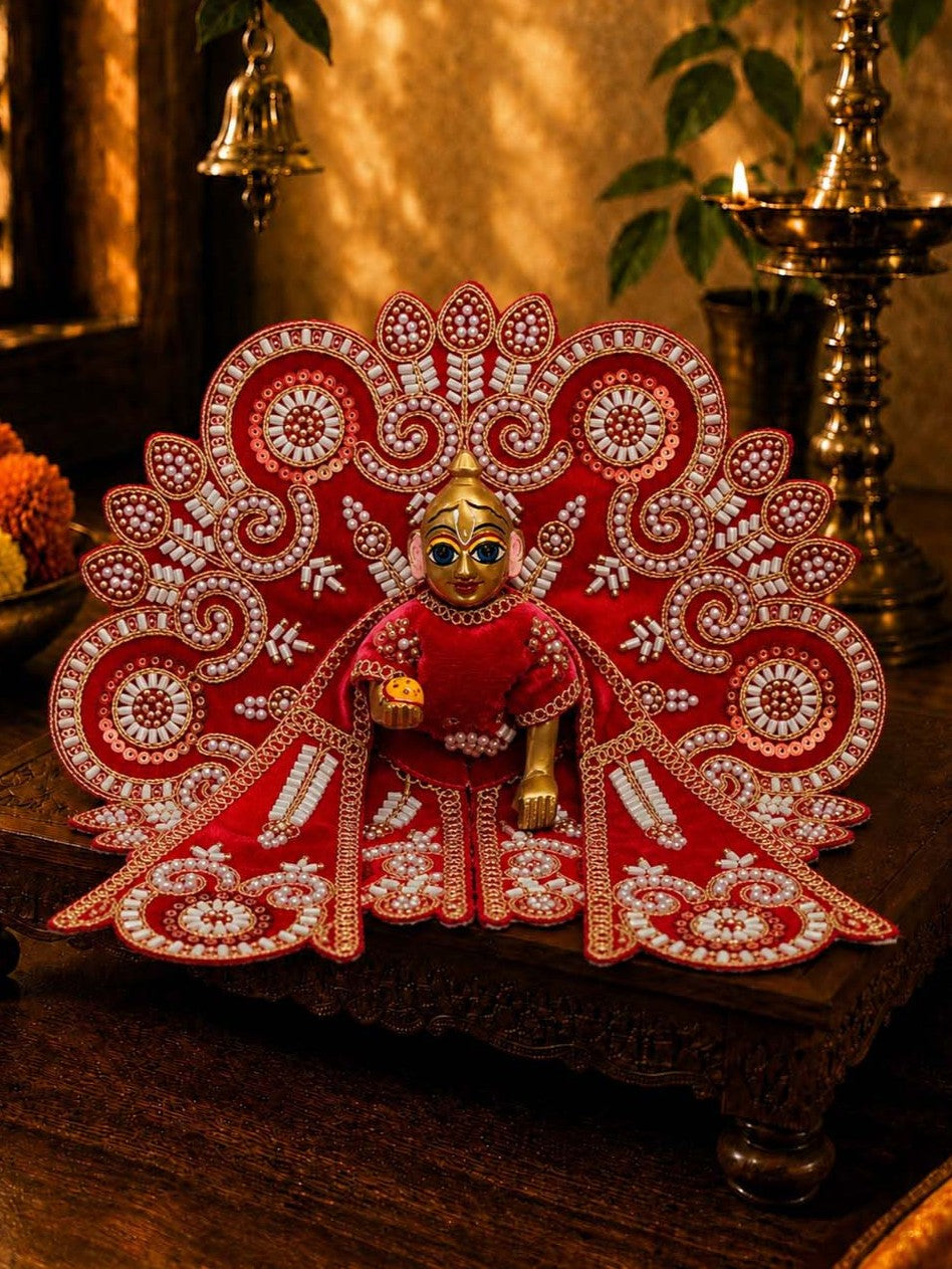Vartikashri Velvet Red Fancy Poshak for Kanha Ji — product image 1