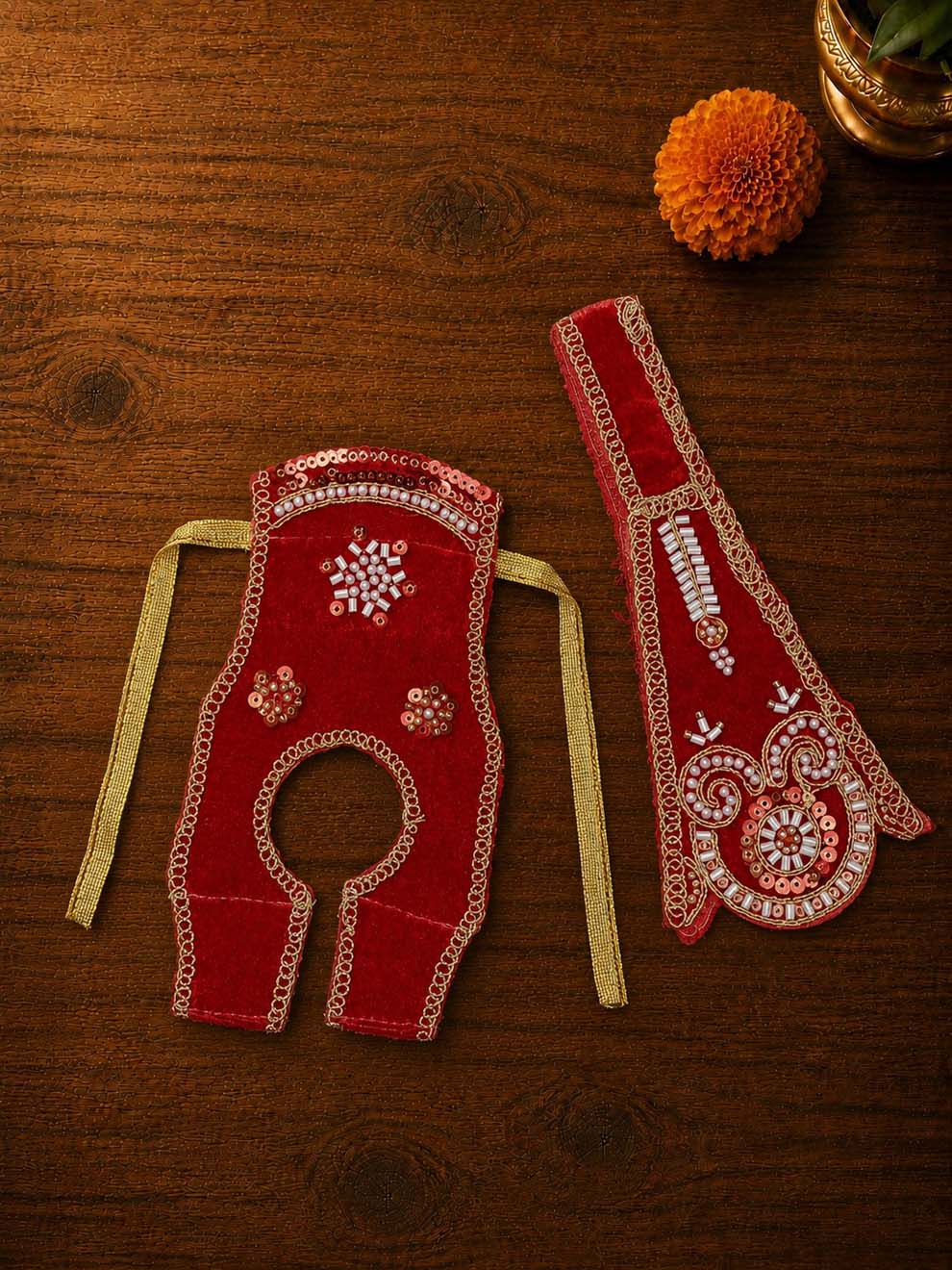Vartikashri Velvet Red Fancy Poshak for Kanha Ji — product image 4