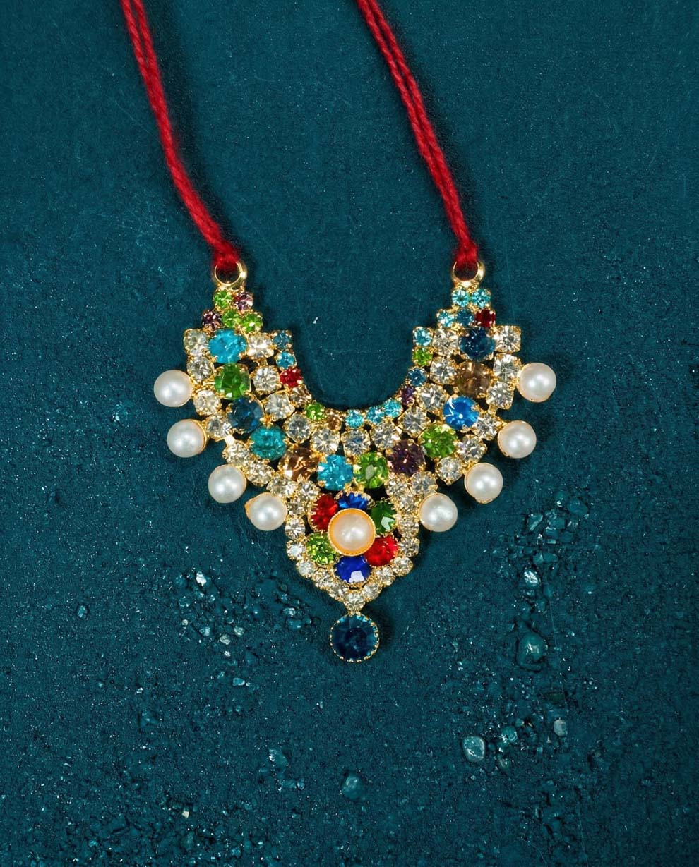 radha rani shringar mala necklace haar multicolor Diwali Janmashtami dress ladoo dresses laddu gopal dress thakurji kanha ji bal om poshak mathura online best mandir wholesaler manufacturer
