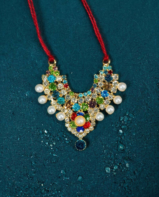 radha rani shringar mala necklace haar multicolor Diwali Janmashtami dress ladoo dresses laddu gopal dress thakurji kanha ji bal om poshak mathura online best mandir wholesaler manufacturer