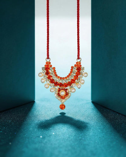 radha rani shringar mala necklace haar orange Diwali Janmashtami dress ladoo dresses laddu gopal dress thakurji kanha ji bal om poshak mathura online best mandir wholesaler manufacturer