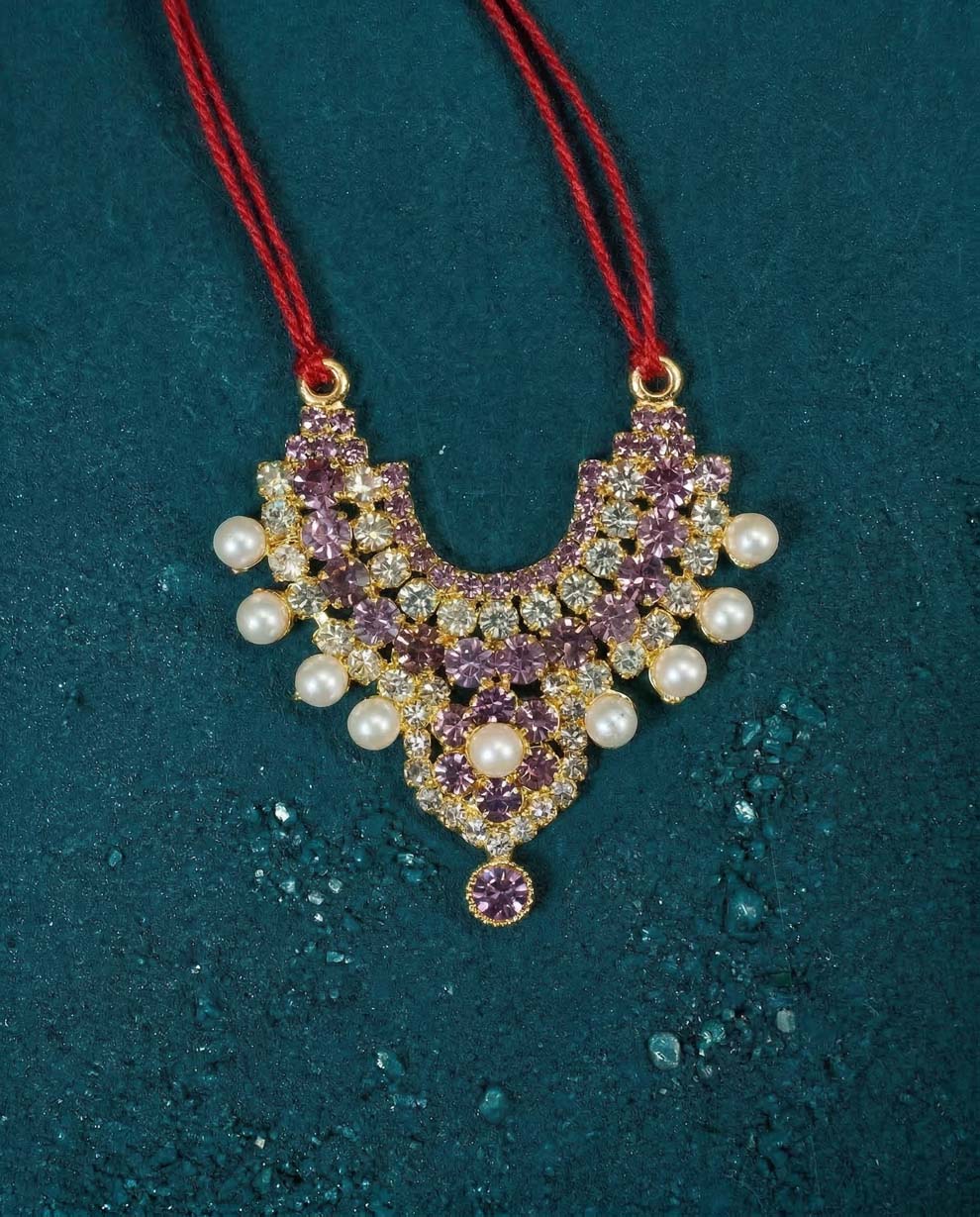 radha rani shringar mala necklace haar purple Diwali Janmashtami dress ladoo dresses laddu gopal dress thakurji kanha ji bal om poshak mathura online best mandir wholesaler manufacturer 