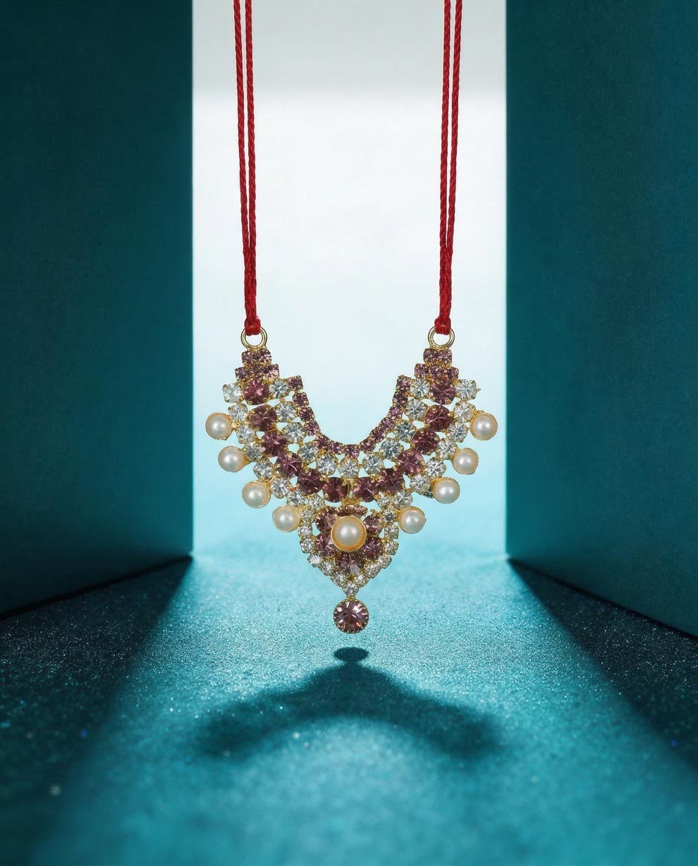 radha rani shringar mala necklace haar purple Diwali Janmashtami dress ladoo dresses laddu gopal dress thakurji kanha ji bal om poshak mathura online best mandir wholesaler manufacturer 