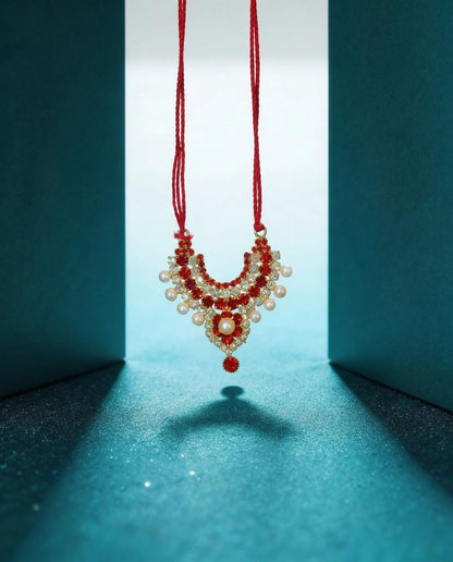 radha rani shringar mala necklace haar red Diwali Janmashtami dress ladoo dresses laddu gopal dress thakurji kanha ji bal om poshak mathura online best mandir wholesaler manufacturer