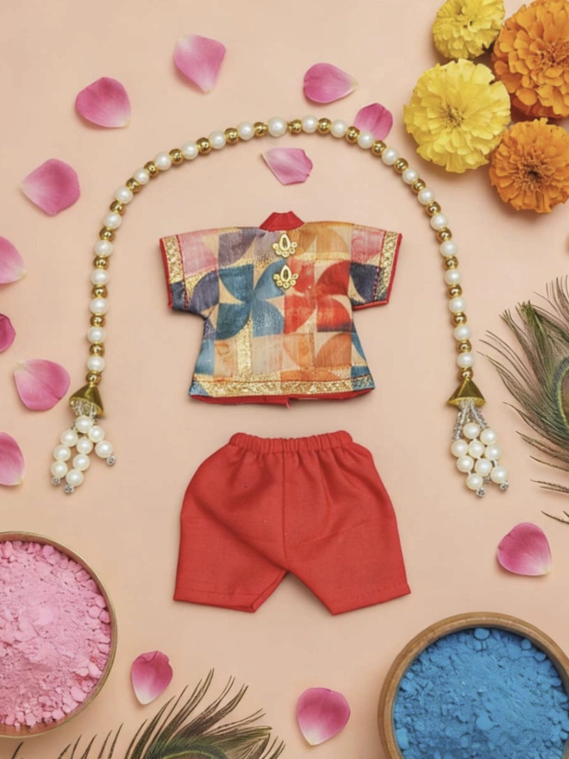 rangotsav leela braj holi dhoti kurta Diwali Janmashtami dress ladoo dresses laddu gopal dress thakurji kanha ji bal om poshak mathura online best mandir wholesaler manufacturer 