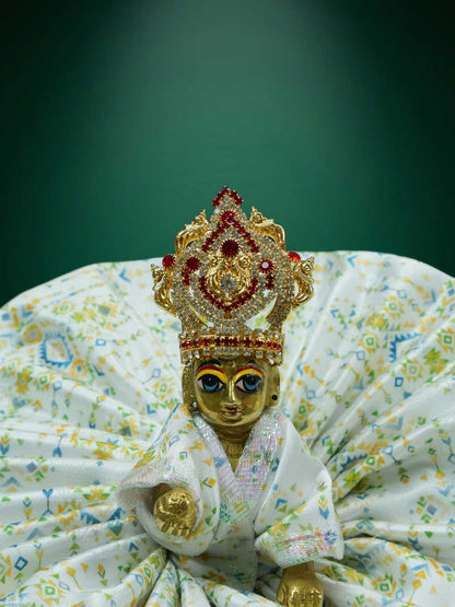 ratna red stone mukut shirngar crown Diwali Janmashtami dress ladoo dresses laddu gopal dress thakurji kanha ji bal om poshak mathura online best mandir wholesaler manufacturer