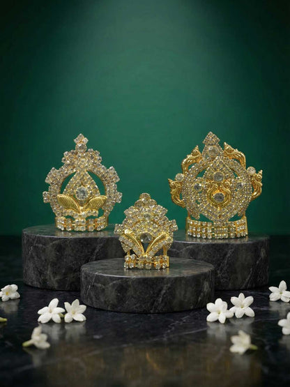 ratna white stone mukut shirngar crown Diwali Janmashtami dress ladoo dresses laddu gopal dress thakurji kanha ji bal om poshak mathura online best mandir wholesaler manufacturer