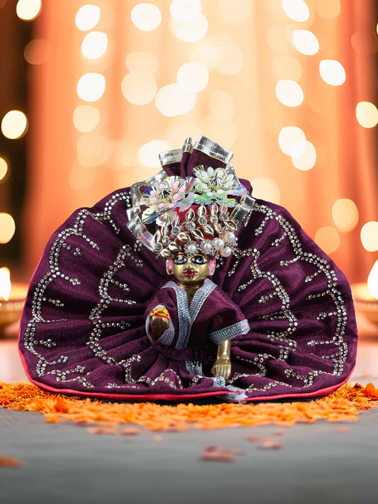 saare purple dresses laddu gopal thakurji kanha ji bal om poshak mathura online best Janmashtami dress