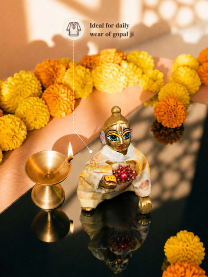 sahaj phool Laddu Gopal Dresses Online in India Winter Dress for Poshak Thakurji Kanha Ji Accessories Dhoti Kurta Set Pajama Aasan Janmashtami Special Summer Shringar Fancy Jacket Premium Festival Bistar Combo om poshak kanha thakurji bal lala lalla ladoo