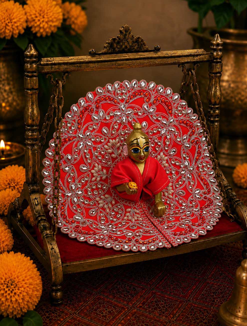suhasini fancy r Laddu Gopal Dresses Online in India Winter Dress for Poshak Thakurji Kanha Ji Accessories Dhoti Kurta Set Pajama Aasan Janmashtami Special Summer Shringar Fancy Jacket Premium Festival Bistar Combo om poshak kanha thakurji bal lala lalla ladoo
