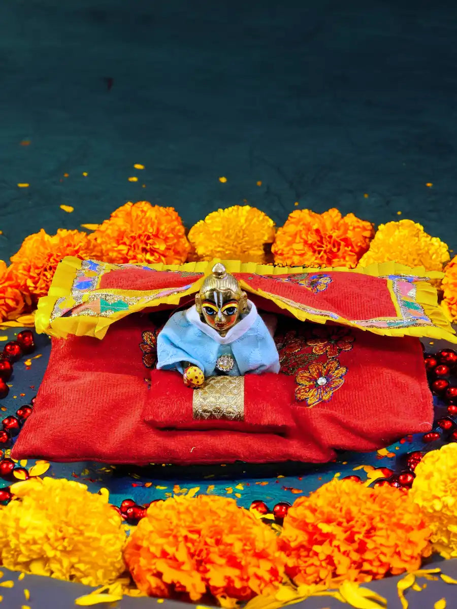 sukh r gadda bed bistar set razai for laddu gopal thakurji kanha ji bal om poshak mathura online best 