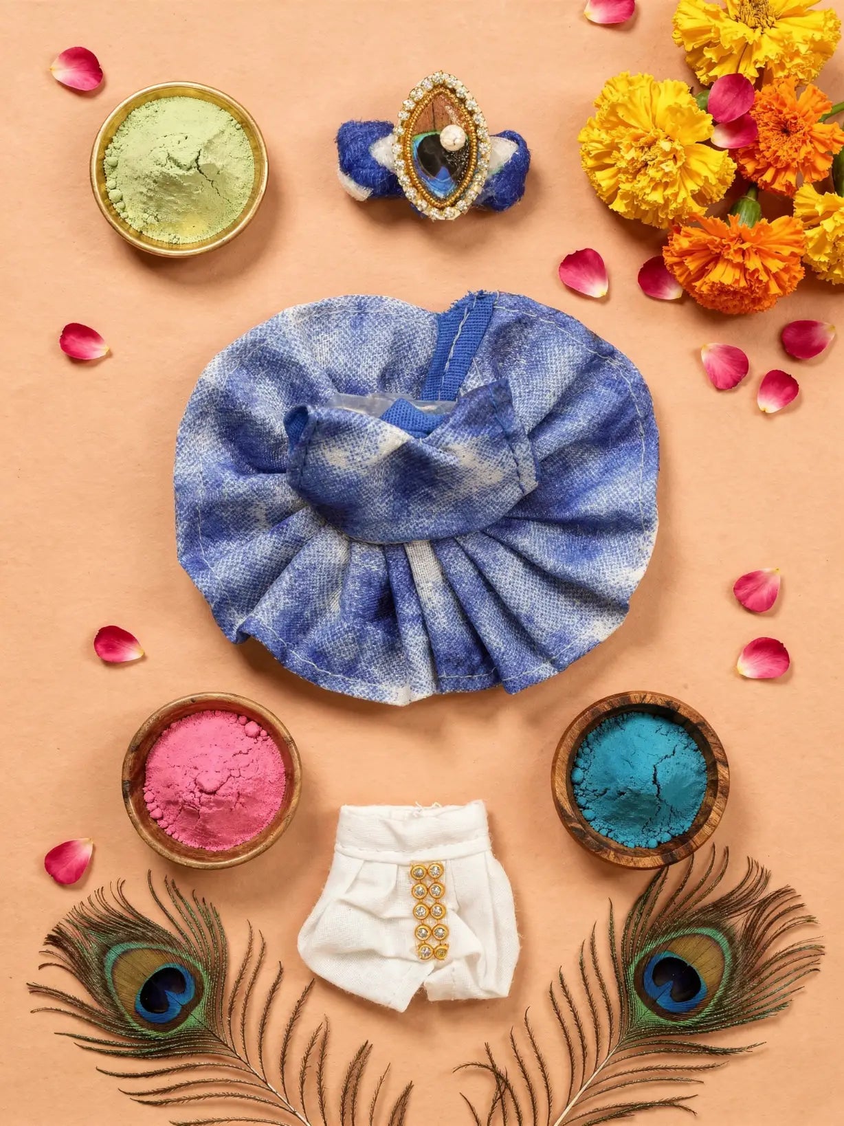 sundar braj holi dhoti kurta Diwali Janmashtami dress ladoo dresses laddu gopal dress thakurji kanha ji bal om poshak mathura online best mandir wholesaler manufacturer