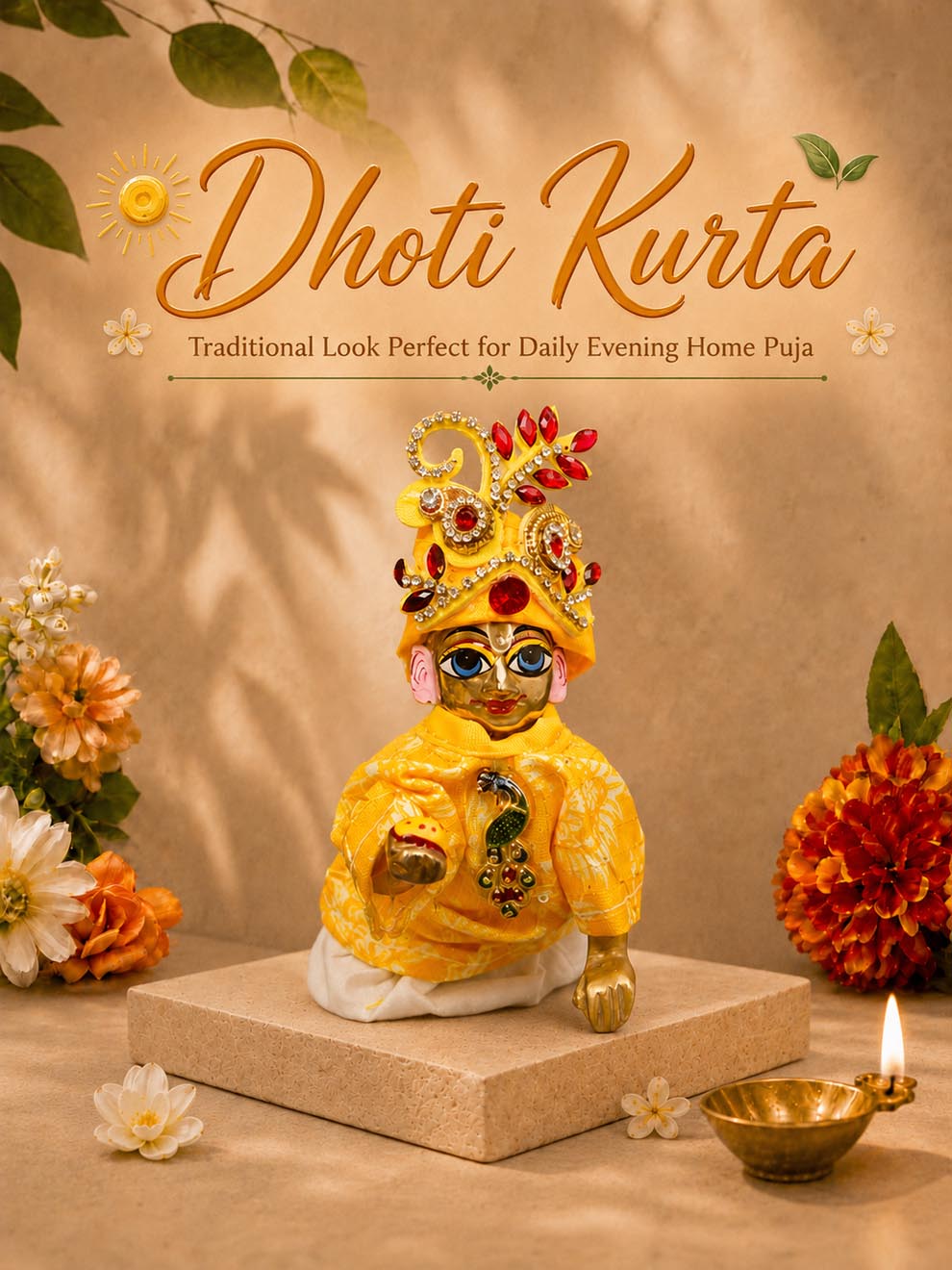 swayam Laddu Gopal Dresses Online in India Winter Dress for Poshak Thakurji Kanha Ji Accessories Dhoti Kurta Set Pajama Aasan Janmashtami Special Summer Shringar Fancy Jacket Premium Festival Bistar Combo om poshak kanha thakurji bal lala lalla ladoo