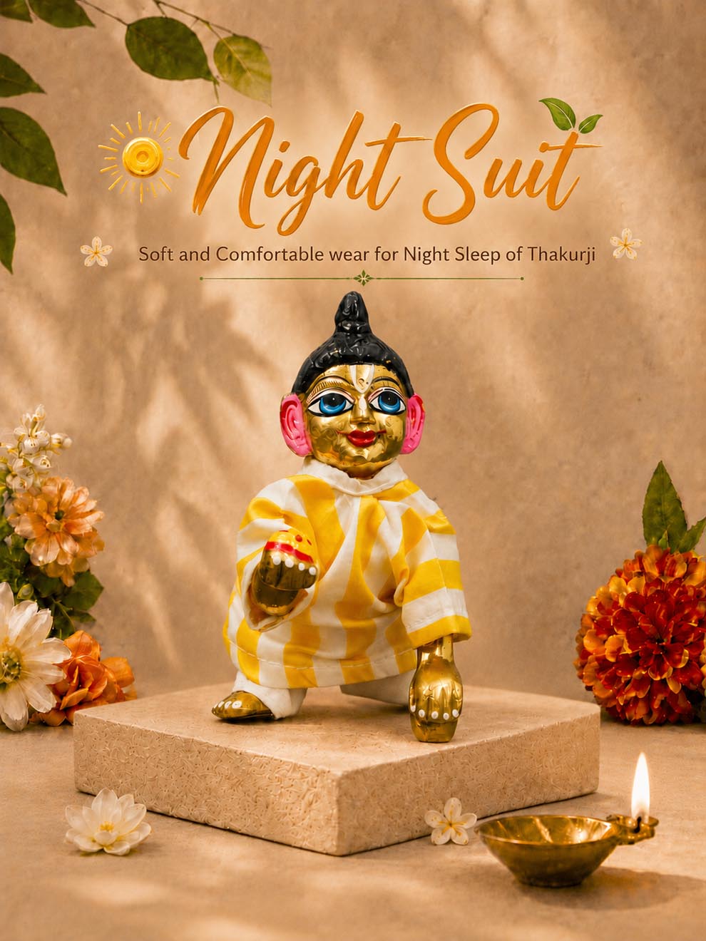 swayam Laddu Gopal Dresses Online in India Winter Dress for Poshak Thakurji Kanha Ji Accessories Dhoti Kurta Set Pajama Aasan Janmashtami Special Summer Shringar Fancy Jacket Premium Festival Bistar Combo om poshak kanha thakurji bal lala lalla ladoo