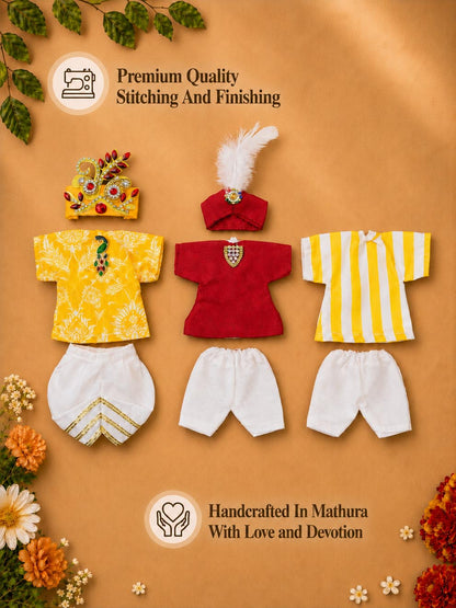 swayam Laddu Gopal Dresses Online in India Winter Dress for Poshak Thakurji Kanha Ji Accessories Dhoti Kurta Set Pajama Aasan Janmashtami Special Summer Shringar Fancy Jacket Premium Festival Bistar Combo om poshak kanha thakurji bal lala lalla ladoo