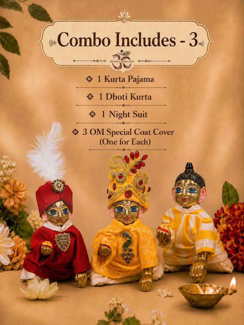 swayam Laddu Gopal Dresses Online in India Winter Dress for Poshak Thakurji Kanha Ji Accessories Dhoti Kurta Set Pajama Aasan Janmashtami Special Summer Shringar Fancy Jacket Premium Festival Bistar Combo om poshak kanha thakurji bal lala lalla ladoo