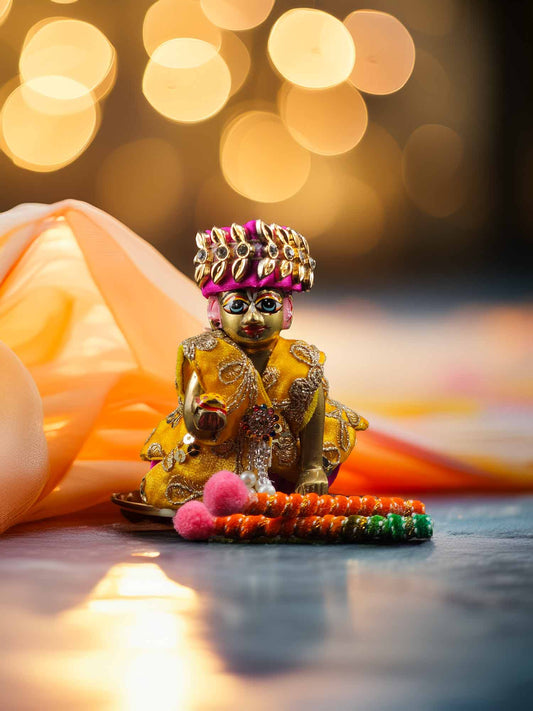 Navratri Garba Shakti Yellow Jacket Dress For Laddu Gopal