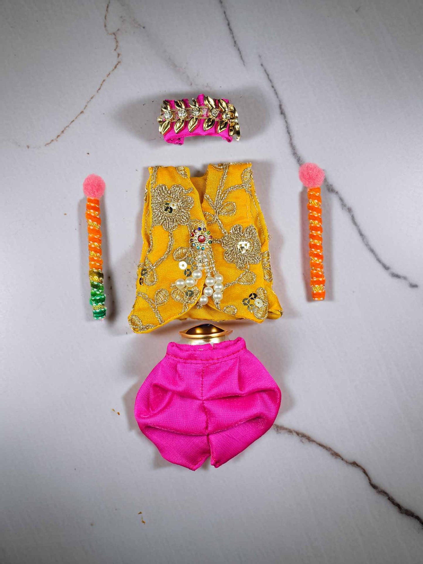 Navratri Garba Shakti Yellow Jacket Dress For Laddu Gopal