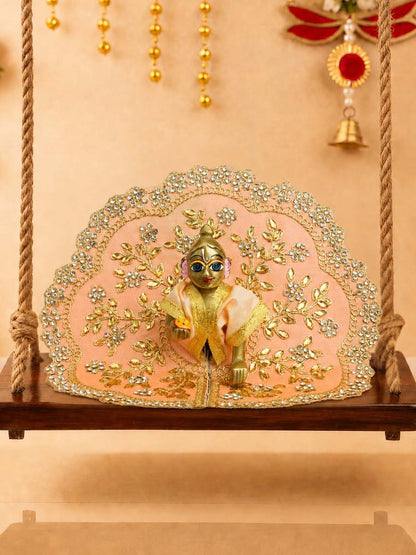 vallari fancy peach Laddu Gopal Dresses Online in India Winter Dress for Poshak Thakurji Kanha Ji Accessories Dhoti Kurta Set Pajama Aasan Janmashtami Special Summer Shringar Fancy Jacket Premium Festival Bistar Combo om poshak kanha thakurji bal lala lalla ladoo