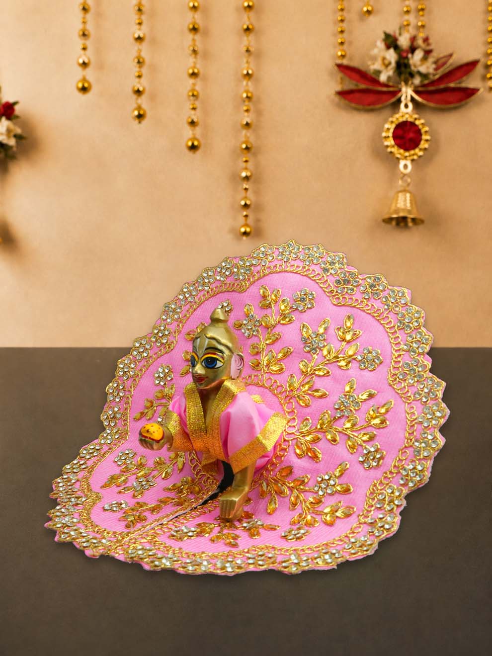 vallari fancy pink Laddu Gopal Dresses Online in India Winter Dress for Poshak Thakurji Kanha Ji Accessories Dhoti Kurta Set Pajama Aasan Janmashtami Special Summer Shringar Fancy Jacket Premium Festival Bistar Combo om poshak kanha thakurji bal lala lalla ladoo