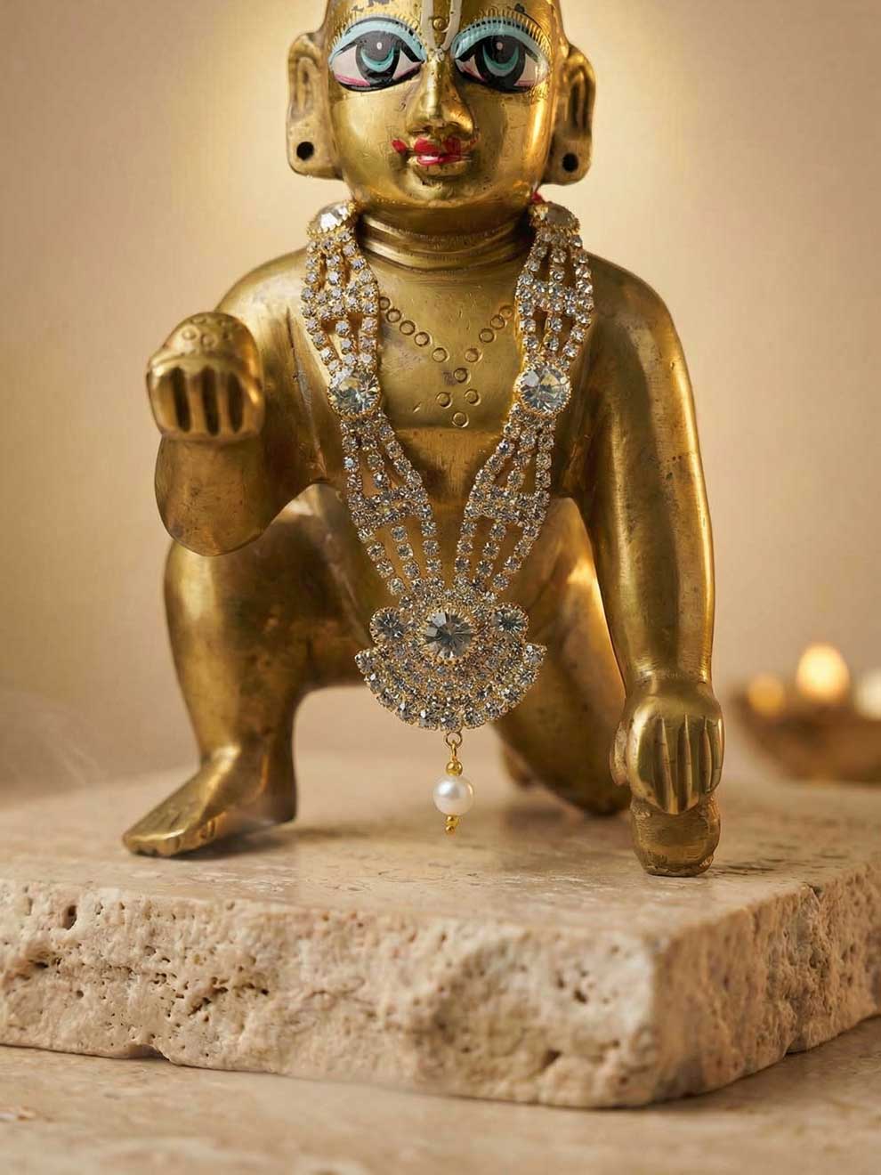 white ratna mala shringar Diwali Janmashtami dress ladoo dresses laddu gopal dress thakurji kanha ji bal om poshak mathura online best mandir wholesaler manufacturer
