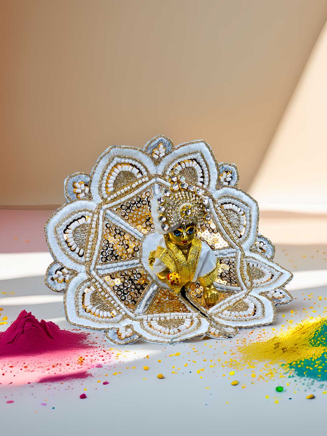 white sudha jyoti braj holi sharad purnima Diwali Janmashtami dress ladoo dresses laddu gopal dress thakurji kanha ji bal om poshak mathura online best mandir wholesaler manufacturer