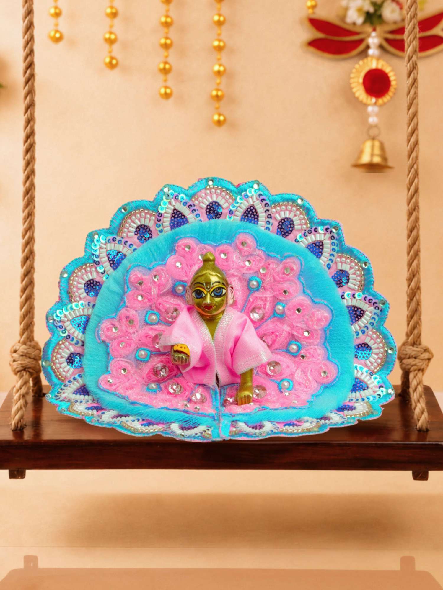 yugmika fancy pb Laddu Gopal Dresses Online in India Winter Dress for Poshak Thakurji Kanha Ji Accessories Dhoti Kurta Set Pajama Aasan Janmashtami Special Summer Shringar Fancy Jacket Premium Festival Bistar Combo om poshak kanha thakurji bal lala lalla ladoo