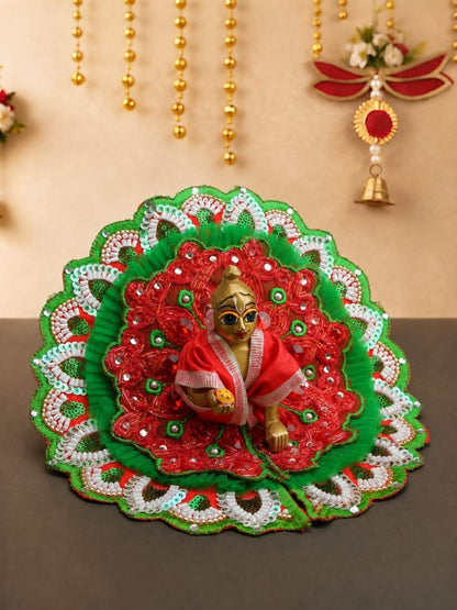 yugmika fancy rg Laddu Gopal Dresses Online in India Winter Dress for Poshak Thakurji Kanha Ji Accessories Dhoti Kurta Set Pajama Aasan Janmashtami Special Summer Shringar Fancy Jacket Premium Festival Bistar Combo om poshak kanha thakurji bal lala lalla ladoo
